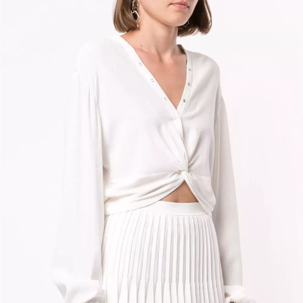 DION LEE TWIST PLACKET BLOUSE, US/2-4 AUS/8 IVORY NWT!